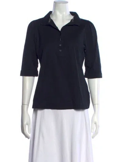 Pre-owned Burberry Three-quarter Sleeve Polo In Blue