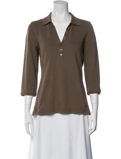 Pre-owned Burberry Three-quarter Sleeve Polo In Brown