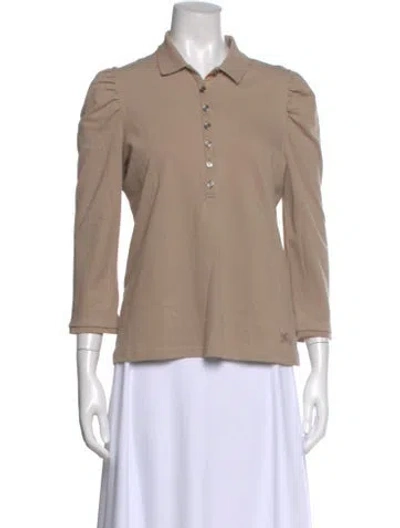 Pre-owned Burberry Three-quarter Sleeve Polo In Brown