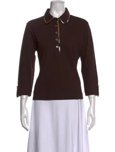 Pre-owned Burberry Three-quarter Sleeve Polo In Brown