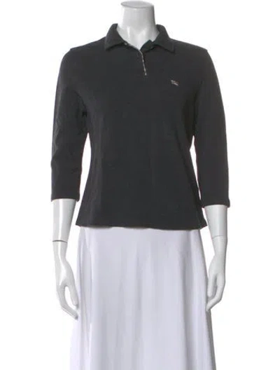 Pre-owned Burberry Three-quarter Sleeve Polo In Gray