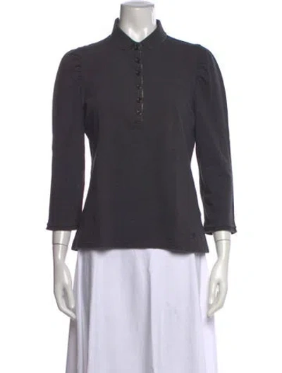 Pre-owned Burberry Three-quarter Sleeve Polo In Grey