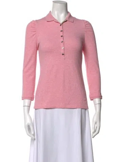 Pre-owned Burberry Three-quarter Sleeve Polo In Pink
