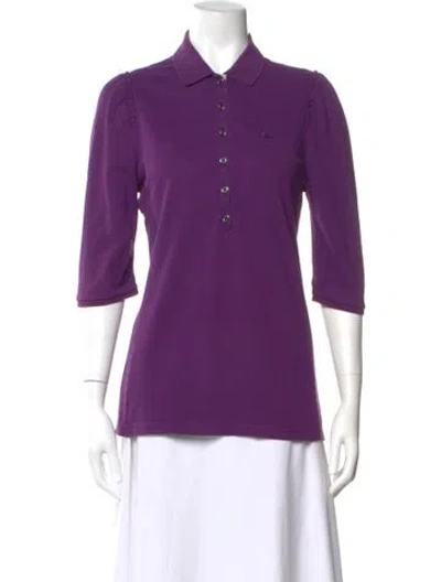 Pre-owned Burberry Three-quarter Sleeve Polo In Purple