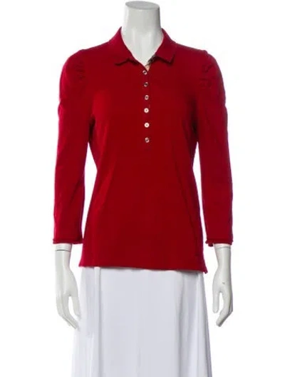 Pre-owned Burberry Three-quarter Sleeve Polo In Red