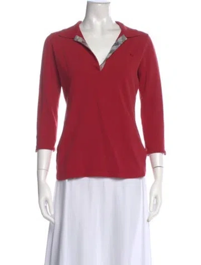 Pre-owned Burberry Three-quarter Sleeve Polo In Red