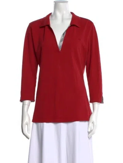 Pre-owned Burberry Three-quarter Sleeve Polo In Red