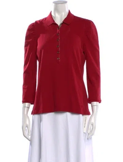 Pre-owned Burberry Three-quarter Sleeve Polo In Red