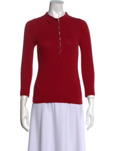 Pre-owned Burberry Three-quarter Sleeve Polo In Red