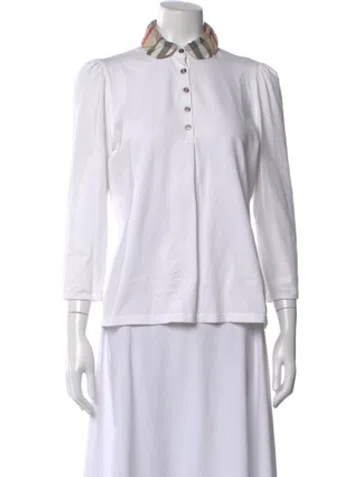 Pre-owned Burberry Three-quarter Sleeve Polo In White