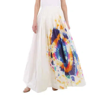 Pre-owned Burberry Tie-dye Print Maxi Skirt In Multi-bright Blue