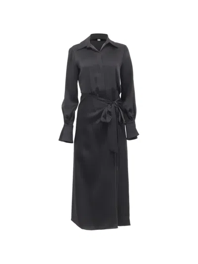 Pre-owned Burberry Tie-fastening Midi Dress In Black