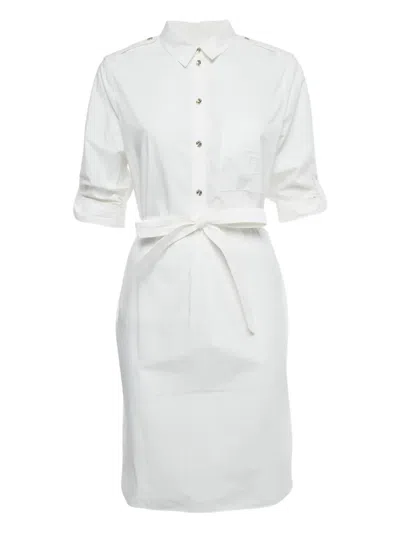 Pre-owned Burberry Tie-fastening Midi Dress In White
