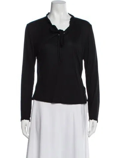 Pre-owned Burberry Tie Neck Long Sleeve Blouse In Black