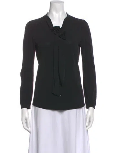 Pre-owned Burberry Tie Neck Long Sleeve Blouse In Black