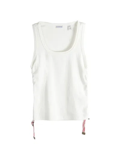 Burberry Tie-detail Ribbed Tank Top In White