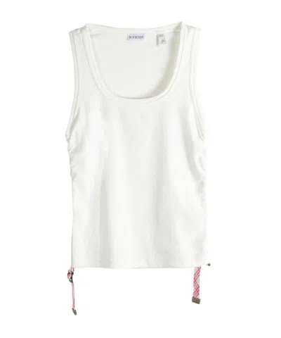 Burberry Tie-detail Ribbed Tank Top In White