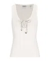 Burberry Ribbed-knit Tie-fastening Top In White