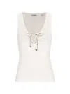 Burberry Ribbed-knit Tie-fastening Top In White