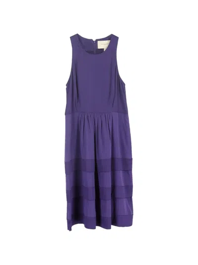Pre-owned Burberry Tiered Midi Dress In Purple