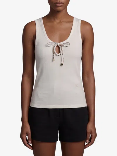 Burberry Tierra Lace-up Tank Top In Neutral