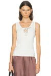 Burberry Ribbed-knit Tie-fastening Top In White