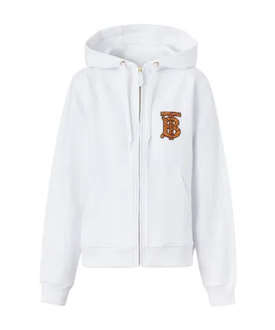 Burberry Tiger Tb Monogram Motif Hoodie In White
