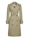 Burberry Timeless Beige Trench Coat With Double-breasted Design In Green