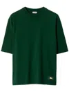 BURBERRY TIMELESS EQUESTRIAN KNIGHT LOGO-PATCH T-SHIRT IN IVY GREEN FOR MEN