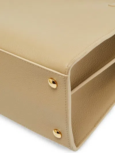Pre-owned Burberry Title Leather Tote Bag In Neutral