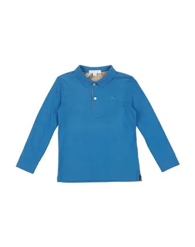 Burberry Babies'  Toddler Boy Polo Shirt Azure Size 6 Cotton In Blue