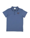 Burberry Toddler Boy Polo Shirt Slate Blue Size 6 Cotton, Polyester, Elastane In Blue