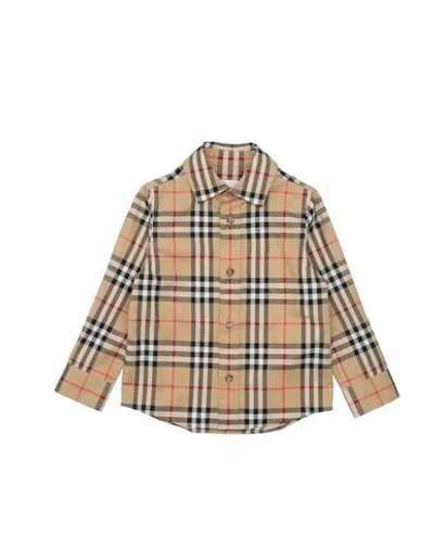Burberry Babies'  Toddler Boy Shirt Beige Size 6 Cotton, Elastane In Brown