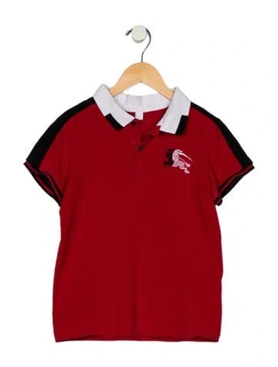 Pre-owned Burberry Babies' Toddler Boy's Short Sleeve Shirt In Black/red
