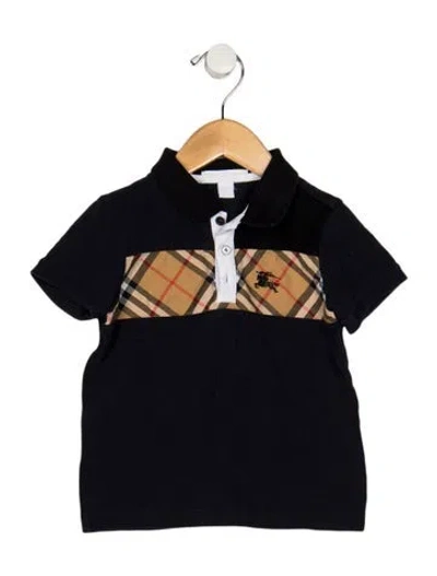 Pre-owned Burberry Babies' Toddler Boy's Short Sleeve Shirt In Blue