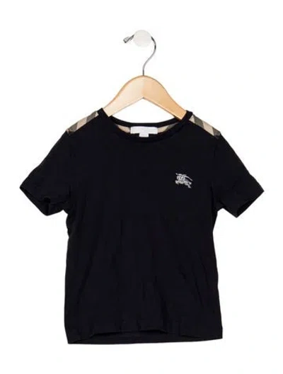Pre-owned Burberry Babies' Toddler Boys Branded Embroidered Shirt In Blue
