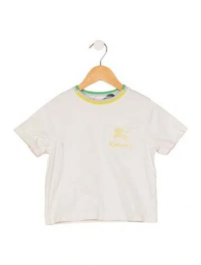Pre-owned Burberry Babies' Toddler Boys Branded Embroidered Shirt In Neutrals