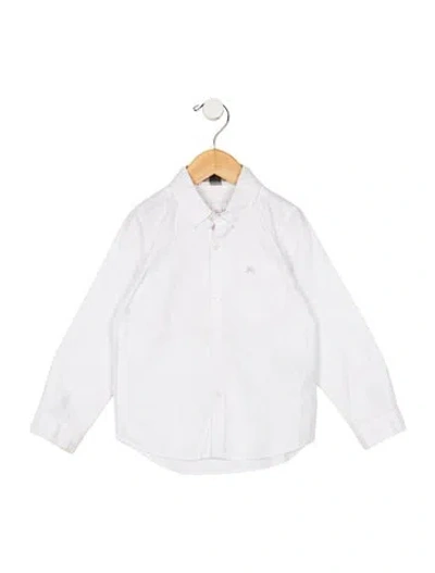 Pre-owned Burberry Babies' Toddler Boys Branded Embroidered Shirt In White