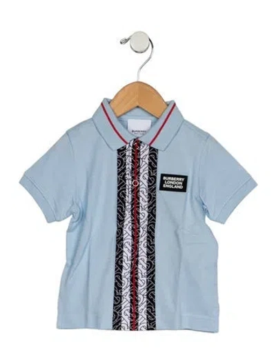 Pre-owned Burberry Babies' Toddler Boys Branded Pattern Printed Shirt W/tags In Blue