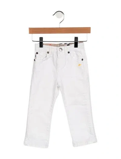 Pre-owned Burberry Babies' Toddler Boys' Check Pattern Trim Jeans In White