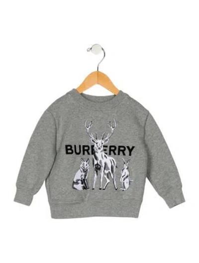 Pre-owned Burberry Babies' Toddler Boys' Embroidered Long Sleeve Sweatshirt In Gray