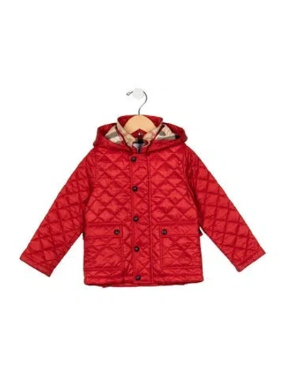 Pre-owned Burberry Babies' Toddler Boys Flap Pocket Snap And Zip Closure Jacket In Red