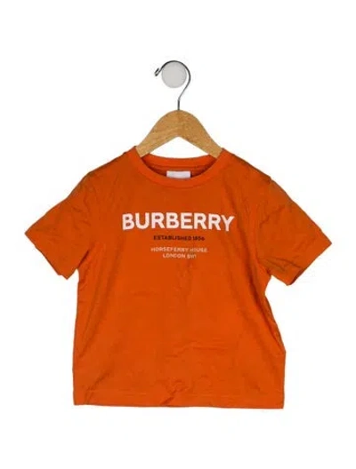 Pre-owned Burberry Babies' Toddler Boys' Graphic Printed Short Sleeve T-shirt In Orange