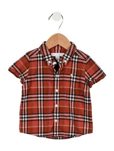 Pre-owned Burberry Babies' Toddler Boys' House Check Polo In Orange