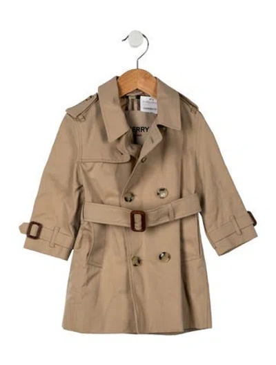 Pre-owned Burberry Babies' Toddler Boys' Leather Trim Trench Coat In Neutrals
