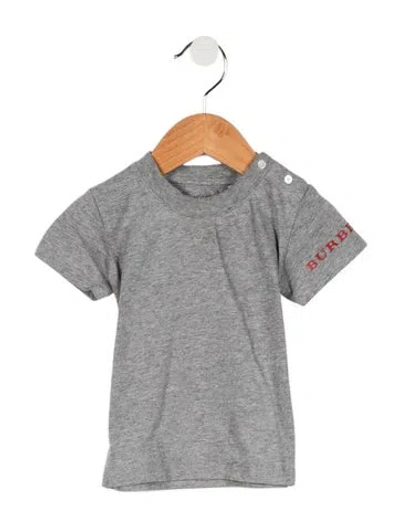 Pre-owned Burberry Babies' Toddler Boys' Logo Short Sleeve Shirt In Gray