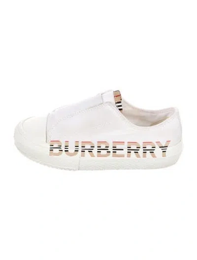 Pre-owned Burberry Babies' Toddler Boys' Logo Slip On Sneakers In White