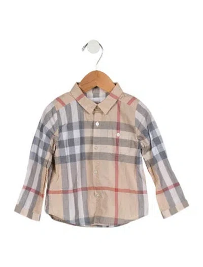 Pre-owned Burberry Babies' Toddler Boys' Neutral Plaid Button Down Shirt