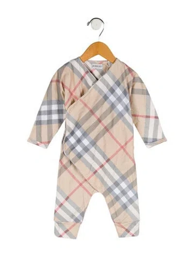 Pre-owned Burberry Babies' Toddler Boys' Nova Check Onesie W/tags In Neutral