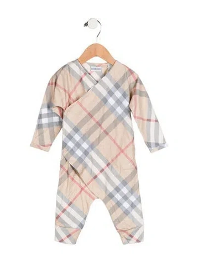 Pre-owned Burberry Babies' Toddler Boys' Nova Check Onesie W/tags In Neutral
